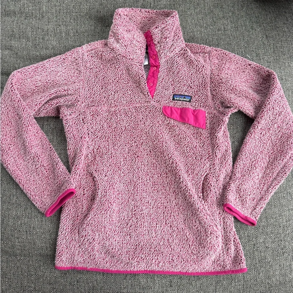 Patagonia Pink Sherpa Fleece Pullover - Picture 2 of 6